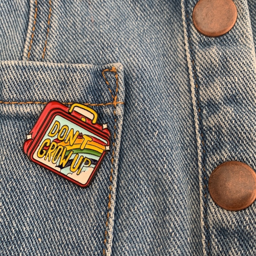 Don’t grow up rainbow pride lunchbox pin
